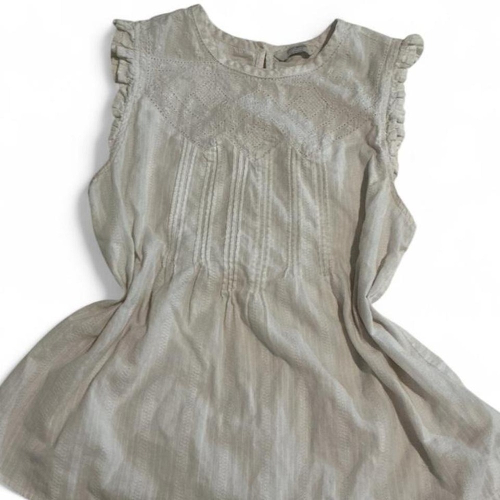 Lucky Brand Sleeveless Top Womens Small Cream Excellent Boho Eyelet Pintuck